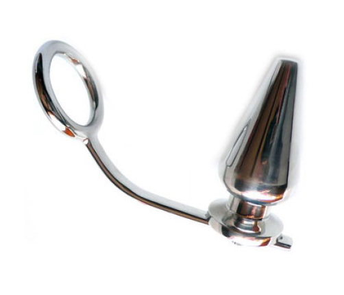 METAL HARD - STEEL RING WITH ANAL PLUG 45 X 50MM