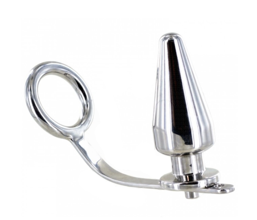 METAL HARD - STEEL RING WITH ANAL PLUG 80 X 55 MM