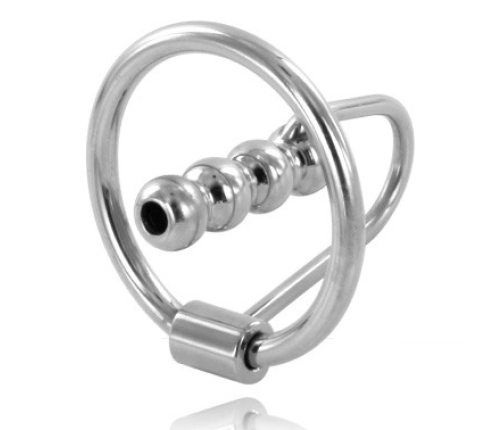 METAL HARD - GLAND RING WITH URETHRAL PLUG 28MM
