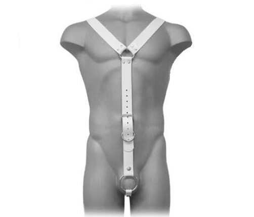 LEATHER BODY - HARNESS MEN WHITE
