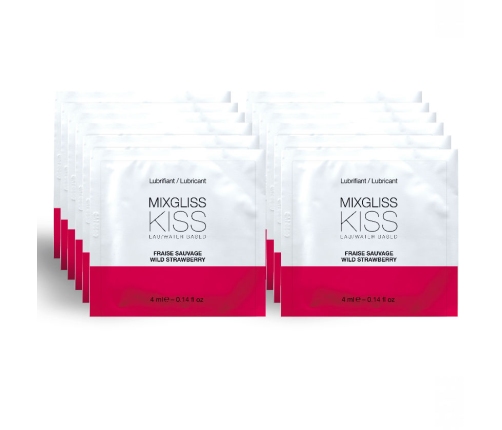 MIXGLISS - LUBRICANTE BASE AGUA SABOR A FRESA 12 MONODOSIS 4 ML