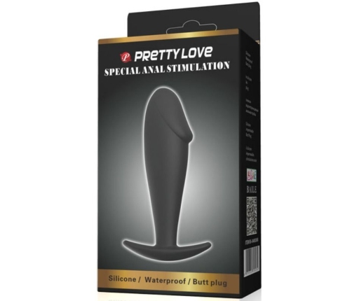 PRETTY LOVE - PLUG ANAL SILICONA FORMA PENE NEGRO