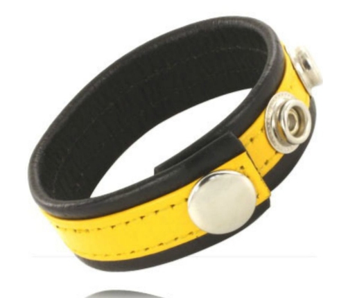 LEATHER BODY - ADJUSTABLE LEATHER STRAP PENIS YELLOW-BLACK