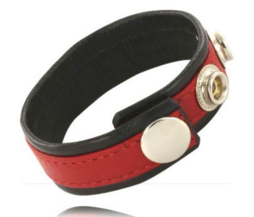 LEATHER BODY - ADJUSTABLE LEATHER STRAP FOR PENIS RED-BLACK