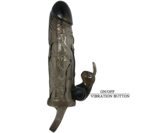 BAILE - BRAVE MAN PENIS COVER WITH RABBIT BLACK 16.5 CM