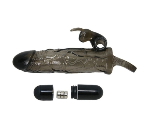 BAILE - BRAVE MAN PENIS COVER WITH RABBIT BLACK 16.5 CM