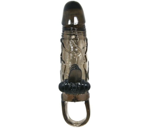 BAILE - BRAVE MAN PENIS COVER WITH CLIT AND ANAL STIMULATION DOUBLE BULLET BLACK 16.5 CM