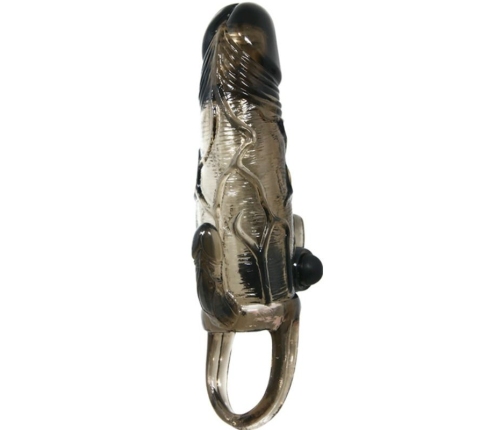 BAILE - BRAVE MAN PENIS COVER WITH CLIT AND ANAL STIMULATION DOUBLE BULLET BLACK 16.5 CM