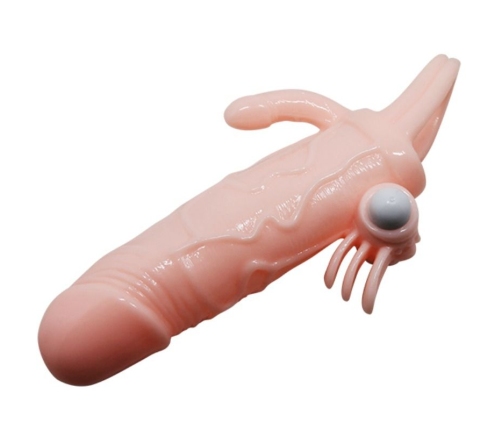 BAILE - BRAVE MAN PENIS COVER WITH CLIT AND ANAL STIMULATION FLESH 16.5 CM