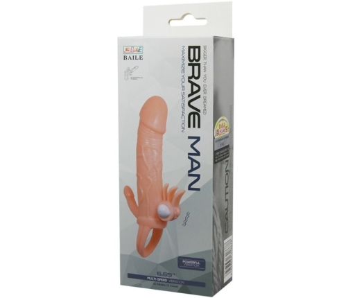 BAILE - BRAVE MAN PENIS COVER WITH CLIT AND ANAL STIMULATION FLESH 16.5 CM
