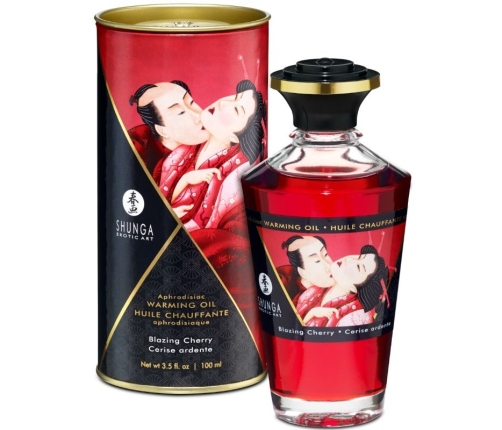 SHUNGA - ACEITE MASAJE EFECTO CALOR SABOR INTENSO CEREZA 100 ML