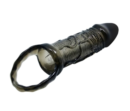 BAILE - PENIS EXTENDER COVER WITH STRAP FOR TESTICLES BLACK 13.5 CM