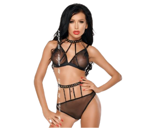ME-SEDUCE - DOTTY SET DOS PIEZAS NEGRO L/XL