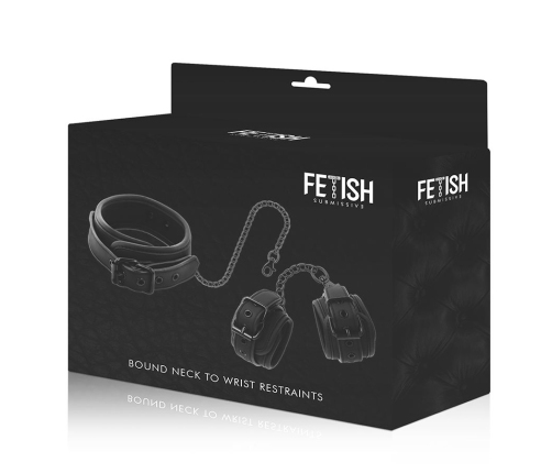 FETISH SUBMISSIVE - VEGAN LEATHER NECKLACE AND HANDCUFFS WITH NOPRENE LINING