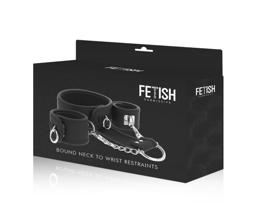 FETISH SUBMISSIVE - VEGAN LEATHER NECKLACE AND HANDCUFFS WITH NOPRENE LINING