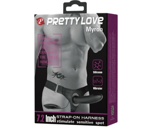 PRETTY LOVE - MYRON STRAP ON CON VIBRACIÓN Y DILDO HUECO