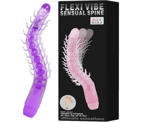 BAILE - FLEXI VIBE SENSUAL SPINE BENDABLE VIBRATING DILDO LILAC 23.5 CM