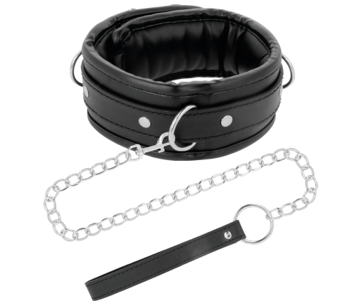 DARKNESS - SOFT LEATHER NECKLACE WITH CHAIN