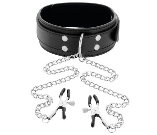DARKNESS - COLLAR WITH NIPPLE CLAMPS BLACK