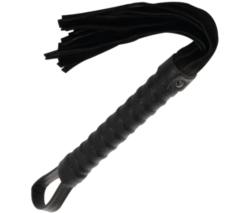 DARKNESS - BLACK BONDAGE WHIP WITH LEATHER HANDLE