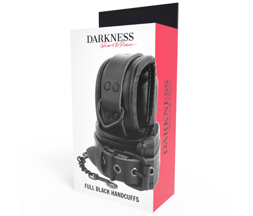 DARKNESS - ADJUSTABLE BLACK LEATHER HANDS HANDCUFFS