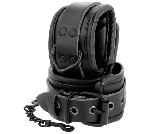 DARKNESS - ADJUSTABLE ANKLE HANDCUFFS BLACK LEATHER