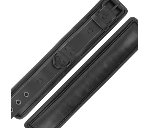 DARKNESS - ADJUSTABLE ANKLE HANDCUFFS BLACK LEATHER