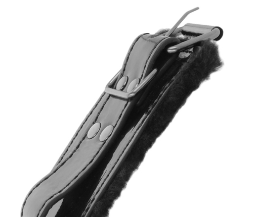 DARKNESS - ADJUSTABLE BLACK LEATHER ANKLE HANDCUFFS WITH PADLOCK