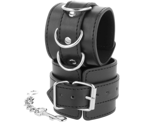 DARKNESS - BLACK ADJUSTABLE LEATHER ANKLE HANDCUFFS
