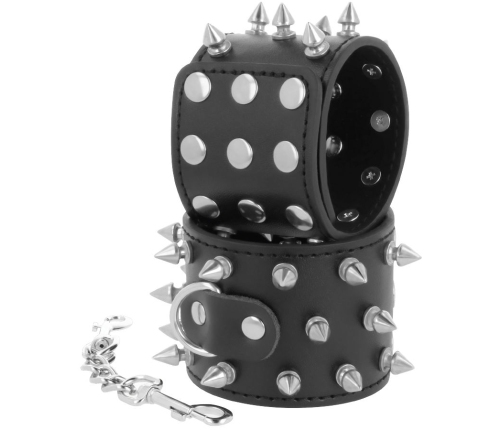 DARKNESS - SKULLS AND BONES BLACK SPIKED HANDCUFFS