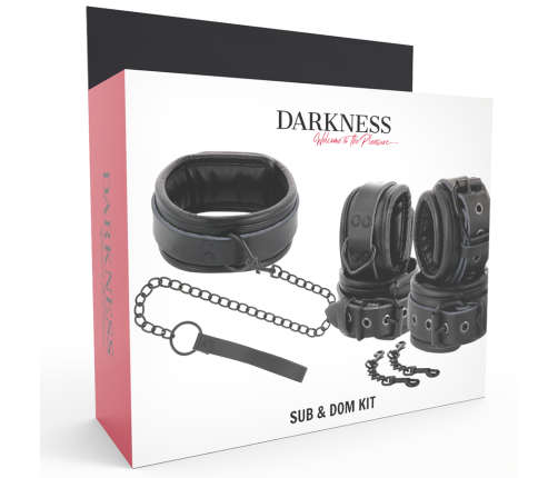 DARKNESS - ESPOSAS Y COLLAR DE CUERO NEGRO