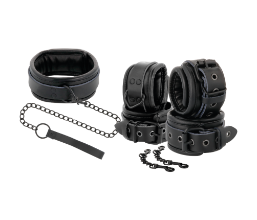 DARKNESS - ESPOSAS Y COLLAR DE CUERO NEGRO