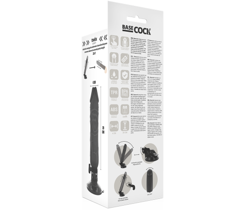 BASECOCK - REALISTIC VIBRATOR REMOTE CONTROL BLACK 20 CM -O- 4 CM
