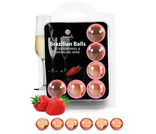 SECRETPLAY - SET 6 BRAZILIANS BALLS STRAWBERRIES WITH CAVA