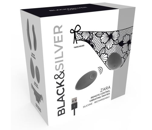 BLACK&SILVER - ZARA REMOTE CONTROL STIMULATOR WITH FREE PANTY