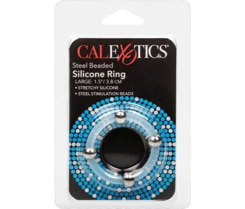 CALEXOTICS - ANILLO DE SILICONA CON CUENTAS DE ACERO TALLA L