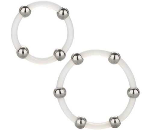 CALEXOTICS - KIT DE 2 UDS ANILLO DE SILICONA CON CUENTAS DE ACERO