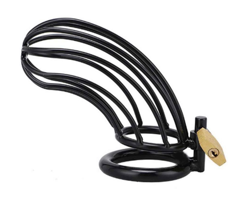 METAL HARD - BLACK BIRD CHASTITY RING CAGE