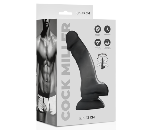 COCK MILLER - SILICONE DENSITY COCKSIL ARTICULABLE BLACK 13 CM