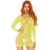 LEG AVENUE - CROCHET LACE LONG SLEEVE MINI DRESS NEON ONE SIZE