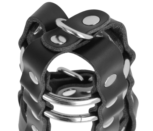 DARKNESS - LEATHER CHASTITY CAGE WITH LOCK