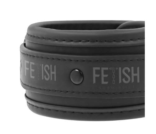 FETISH SUBMISSIVE - VEGAN LEATHER NECKLACE AND HANDCUFFS WITH NOPRENE LINING