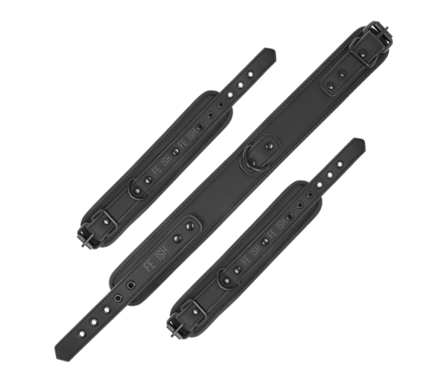 FETISH SUBMISSIVE - VEGAN LEATHER NECKLACE AND HANDCUFFS WITH NOPRENE LINING