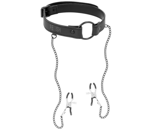 FETISH SUBMISSIVE - GAG RING WITH NIPPLE CLAMPS