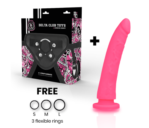 DELTA CLUB - TOYS ARNES + DILDO ROSA SILICONA MEDICA 17 CM -O- 3 CM