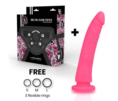 DELTA CLUB - TOYS HARNESS + DONG PINK SILICONE 20 CM -O- 4 CM