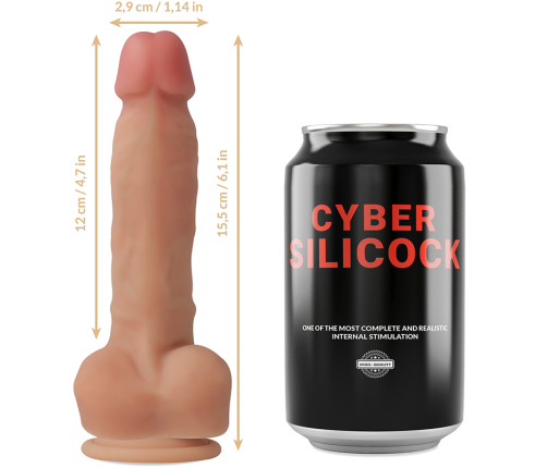 CYBER SILICOCK - STRAP-ON ANSEL WITH 3 RINGS FREE 15.5 CM -O- 2.9 CM