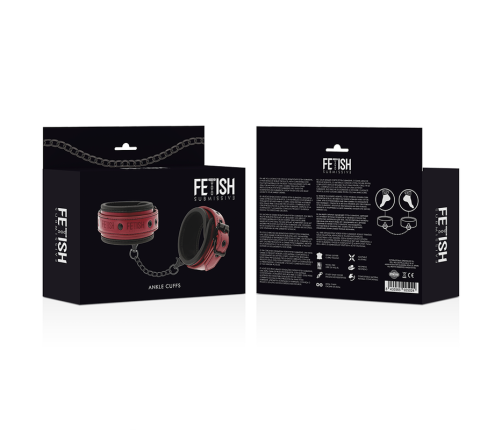 FETISH SUBMISSIVE DARK ROOM - VEGAN LEATHER ANKLE HANDCUFFS WITH NEOPRENE LINING