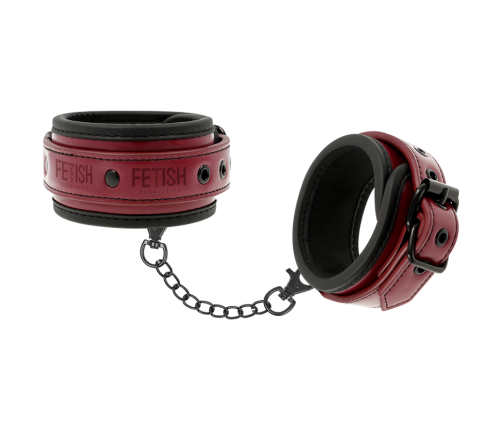 FETISH SUBMISSIVE DARK ROOM - VEGAN LEATHER ANKLE HANDCUFFS WITH NEOPRENE LINING