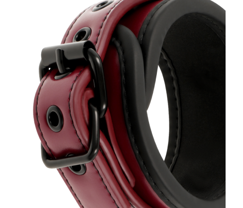 FETISH SUBMISSIVE DARK ROOM - VEGAN LEATHER ANKLE HANDCUFFS WITH NEOPRENE LINING